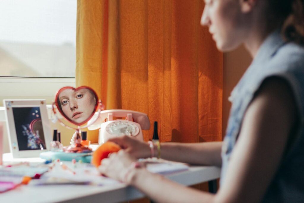 Reflection of a Woman on Mirror