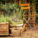 grands pots sur une terrasse