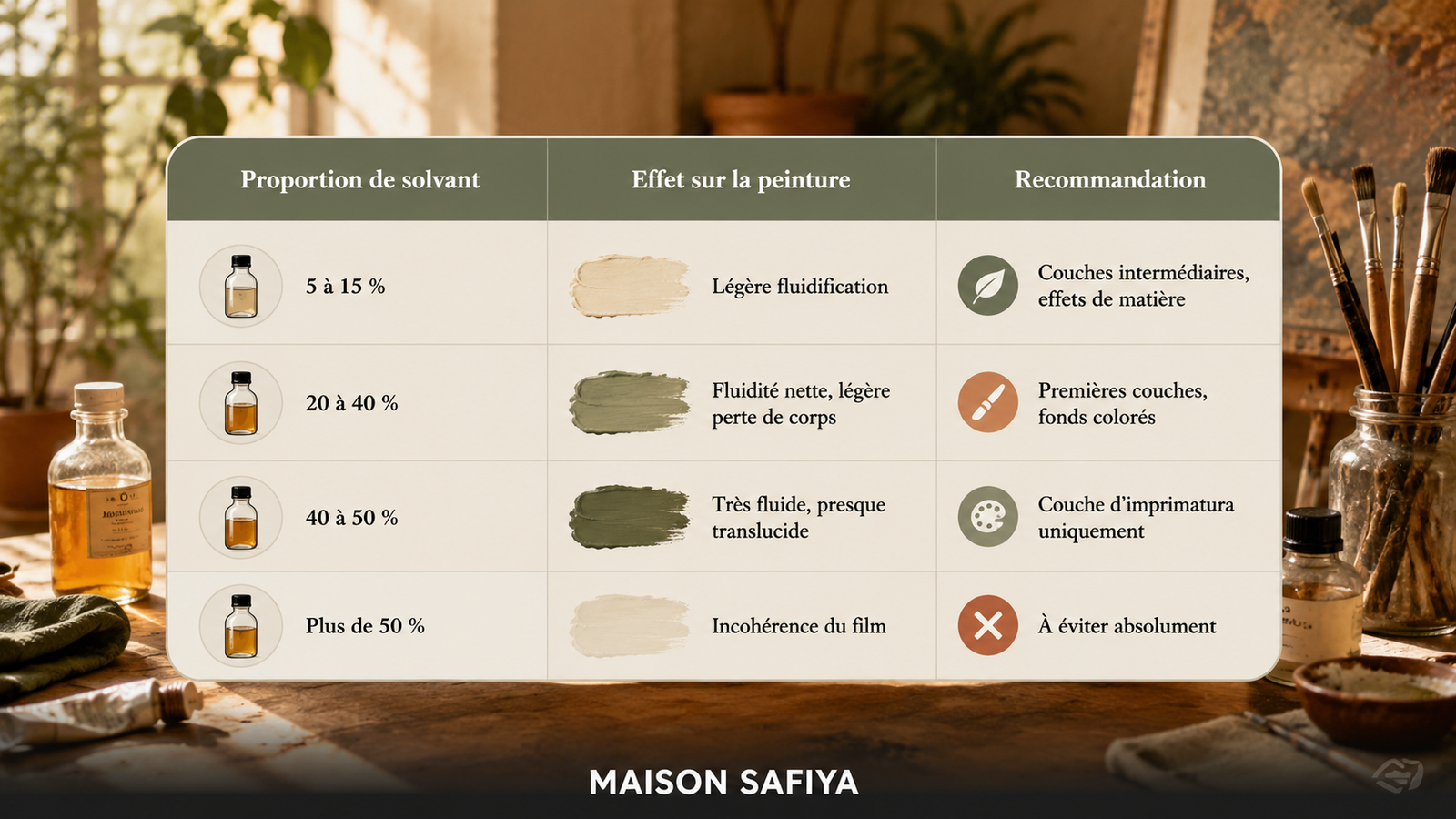 diluer la peinture à l'huile proportions de solvant